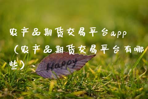 农产品期货交易平台app（农产品期货交易平台有哪些）_https://www.zcsm.com.cn_期货交易_第1张