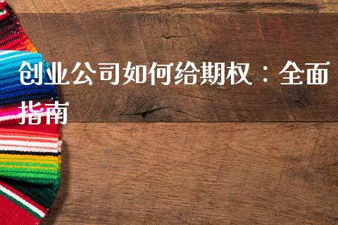 创业公司如何给期权：全面指南_https://www.zcsm.com.cn_期货百科_第1张