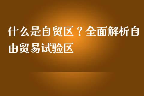 什么是自贸区？全面解析自由贸易试验区_https://www.zcsm.com.cn_期货行情_第1张