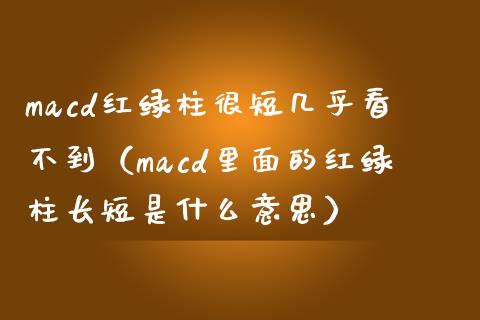 macd红绿柱很短几乎看不到（macd里面的红绿柱长短是什么意思）_https://www.zcsm.com.cn_期货培训_第1张