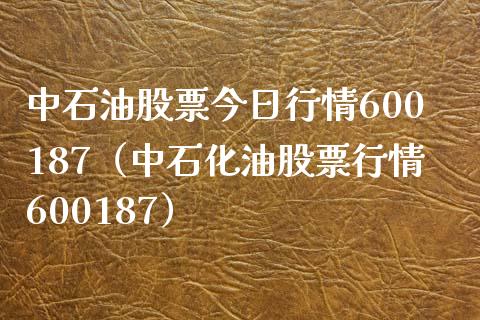 中石油股票今日行情600187（中石化油股票行情600187）_https://www.zcsm.com.cn_期货培训_第1张