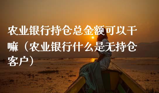 农业银行持仓总金额可以干嘛（农业银行什么是无持仓客户）_https://www.zcsm.com.cn_期货交易_第1张