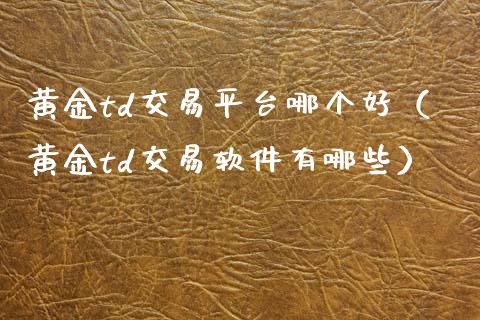 黄金td交易平台哪个好（黄金td交易软件有哪些）_https://www.zcsm.com.cn_期货交易_第1张