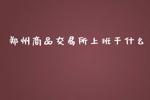 郑州商品交易所上班干什么_https://www.zcsm.com.cn_期货百科_第1张