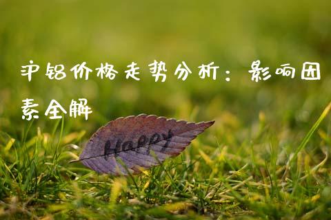 沪铝价格走势分析：影响因素全解_https://www.zcsm.com.cn_期货培训_第1张