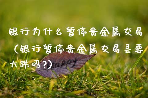银行为什么暂停贵金属交易（银行暂停贵金属交易是要大跌吗?）_https://www.zcsm.com.cn_期货交易_第1张