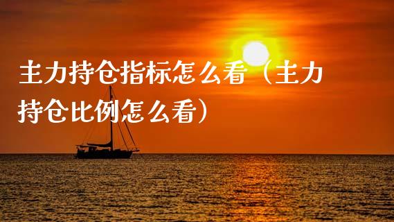 主力持仓指标怎么看（主力持仓比例怎么看）_https://www.zcsm.com.cn_期货交易_第1张