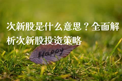 次新股是什么意思？全面解析次新股投资策略_https://www.zcsm.com.cn_原油期货_第1张