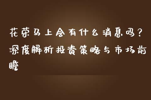 花荣马上会有什么消息吗？深度解析投资策略与市场前瞻_https://www.zcsm.com.cn_期货培训_第1张