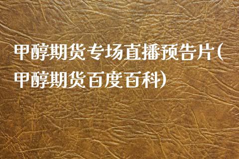 甲醇期货专场直播预告片(甲醇期货百度百科)_https://www.zcsm.com.cn_期货百科_第1张