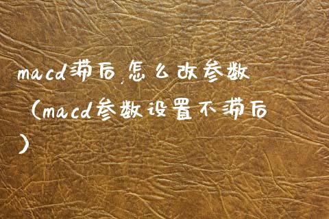 macd滞后,怎么改参数（macd参数设置不滞后）_https://www.zcsm.com.cn_期货培训_第1张