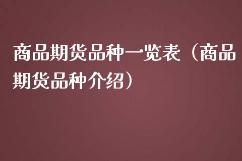 商品期货品种一览表（商品期货品种介绍）_https://www.zcsm.com.cn_期货喊单_第1张