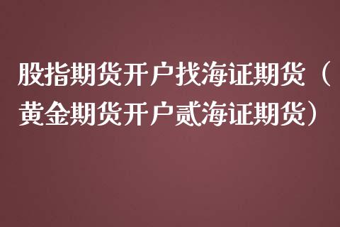 股指期货开户找海证期货（黄金期货开户贰海证期货）_https://www.zcsm.com.cn_期货培训_第1张