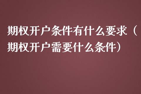 期权开户条件有什么要求（期权开户需要什么条件）_https://www.zcsm.com.cn_期货培训_第1张