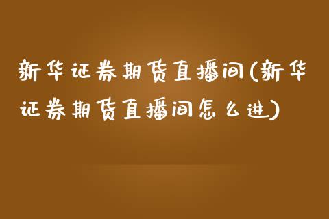 新华证券期货直播间(新华证券期货直播间怎么进)_https://www.zcsm.com.cn_期货喊单_第1张