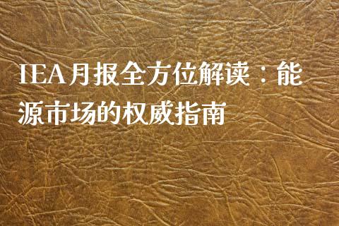 IEA月报全方位解读：能源市场的权威指南_https://www.zcsm.com.cn_期货喊单_第1张