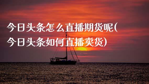 今日头条怎么直播期货呢(今日头条如何直播卖货)_https://www.zcsm.com.cn_期货百科_第1张
