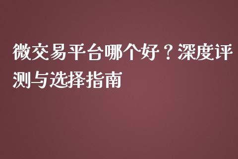 微交易平台哪个好？深度评测与选择指南_https://www.zcsm.com.cn_期货培训_第1张