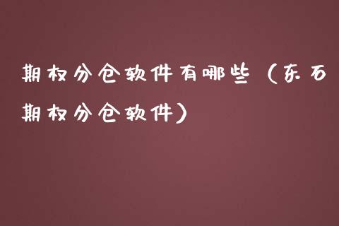 期权分仓软件有哪些（东石期权分仓软件）_https://www.zcsm.com.cn_原油期货_第1张