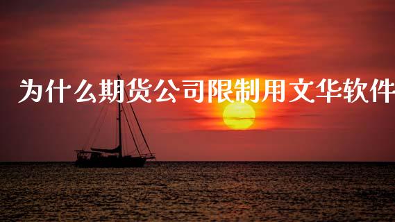为什么期货公司限制用文华软件_https://www.zcsm.com.cn_期货行情_第1张