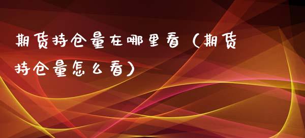 期货持仓量在哪里看（期货持仓量怎么看）_https://www.zcsm.com.cn_期货交易_第1张