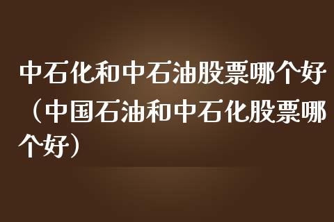 中石化和中石油股票哪个好（中国石油和中石化股票哪个好）_https://www.zcsm.com.cn_原油期货_第1张
