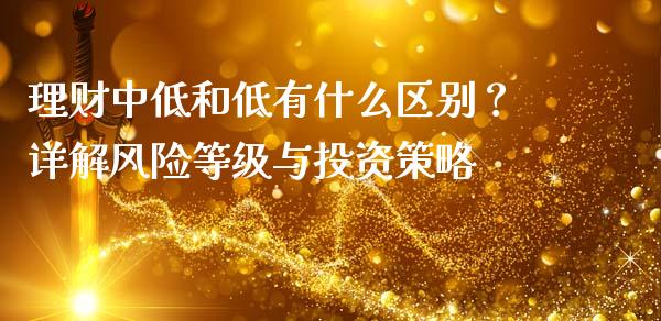 理财中低和低有什么区别？详解风险等级与投资策略_https://www.zcsm.com.cn_原油期货_第1张